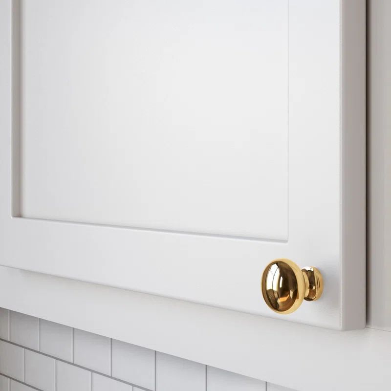 Polished Brass Round Traditional Cabinet Knob with Mounting Hardware
