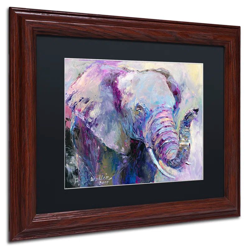 Blue Elephant Tropical Canvas Print with Black Wood Frame