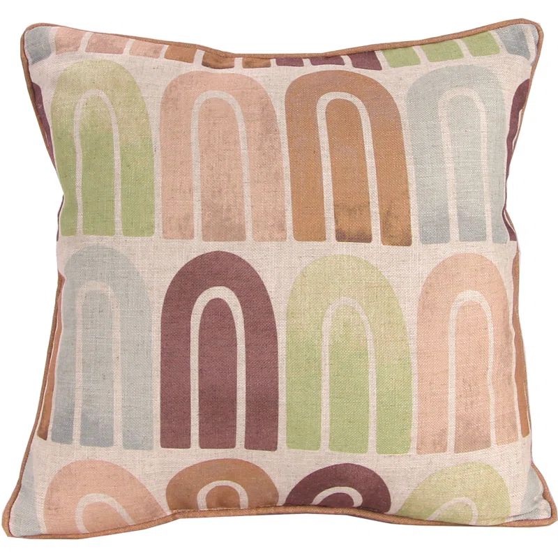18" Multicolor Arches Geometric Square Throw Pillow with Welt