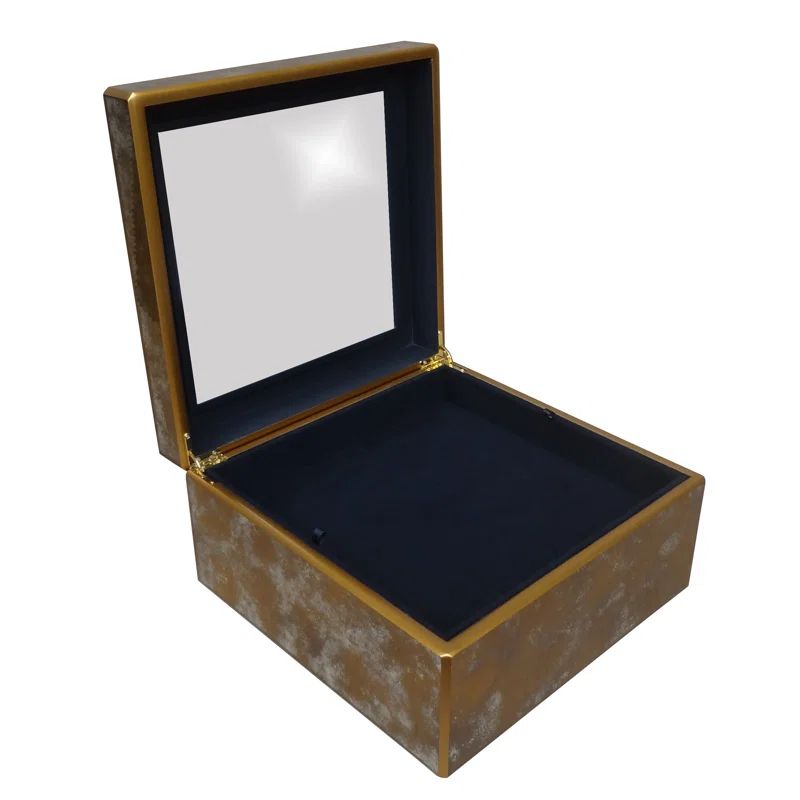 Medium Antique Gold and Silver Reverse Painted Mirror Box