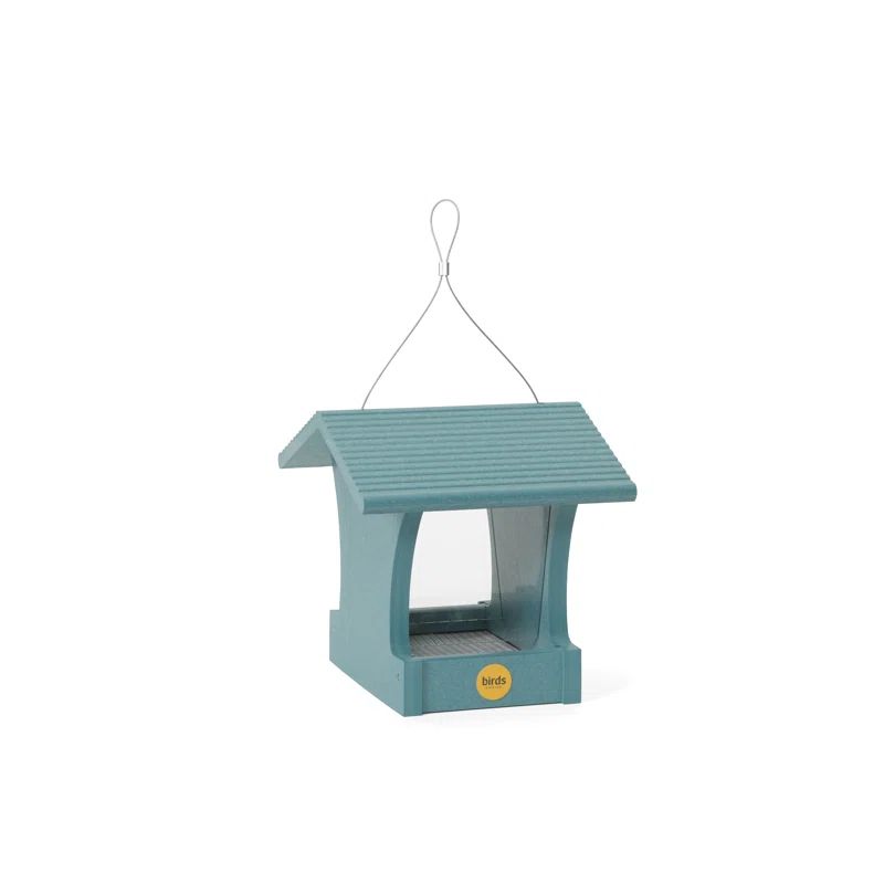 Lake Blue Recycled Plastic Hanging Hopper Bird Feeder