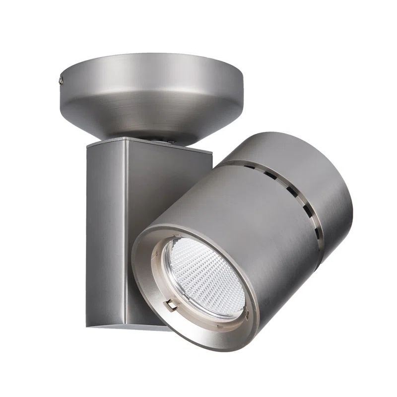 Compact Brushed Nickel LED Track Light with Clear Glass Lens
