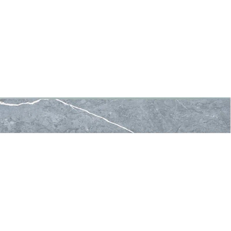 Blue Matte Porcelain Bullnose Wall Tile Trim, 24'' x 3''
