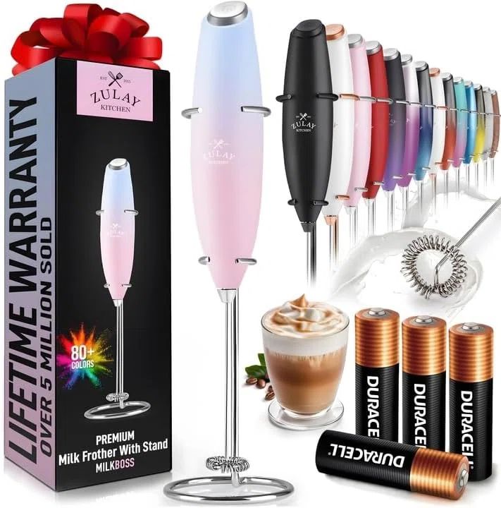 Lavender Blush Blend Handheld Milk Frother with Batteries