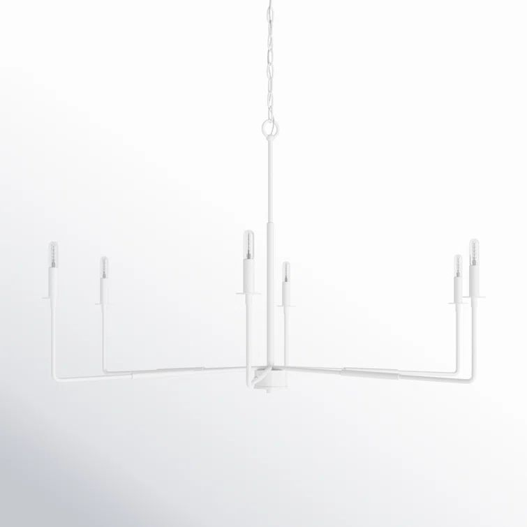 Bisque White 6-Light Transitional Metal Chandelier