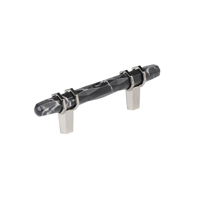 Marble Black and Polished Nickel 3" Bar Pull