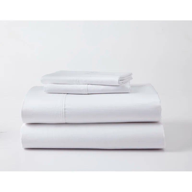 White Full Deep Pocket Cotton Percale Sheet Set
