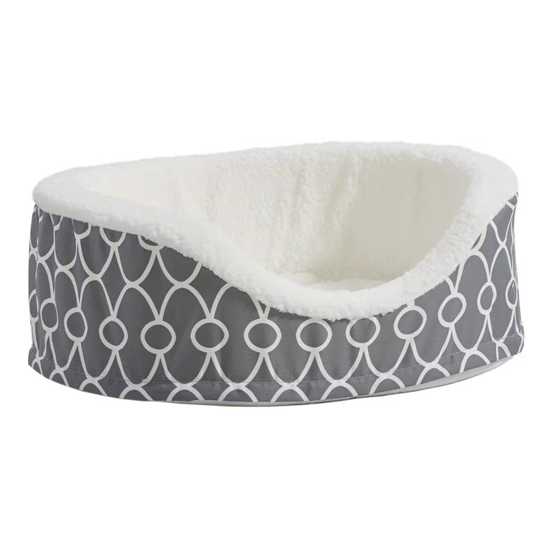 Small Gray Orthopedic Elevated Pet Bed with Fleece Liner