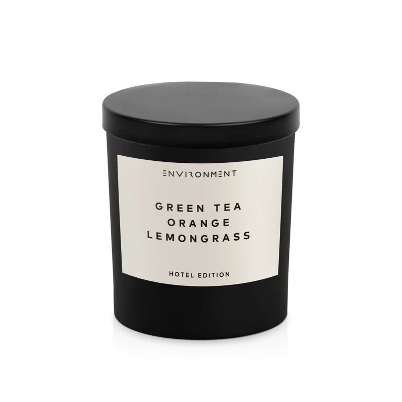 8oz Black Soy Candle with Green Tea, Orange, and Lemongrass Scents