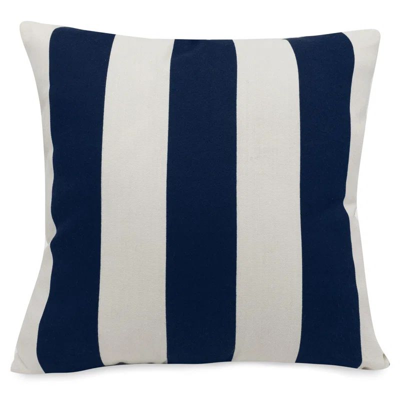 Navy Blue and White Striped Square Throw Pillow