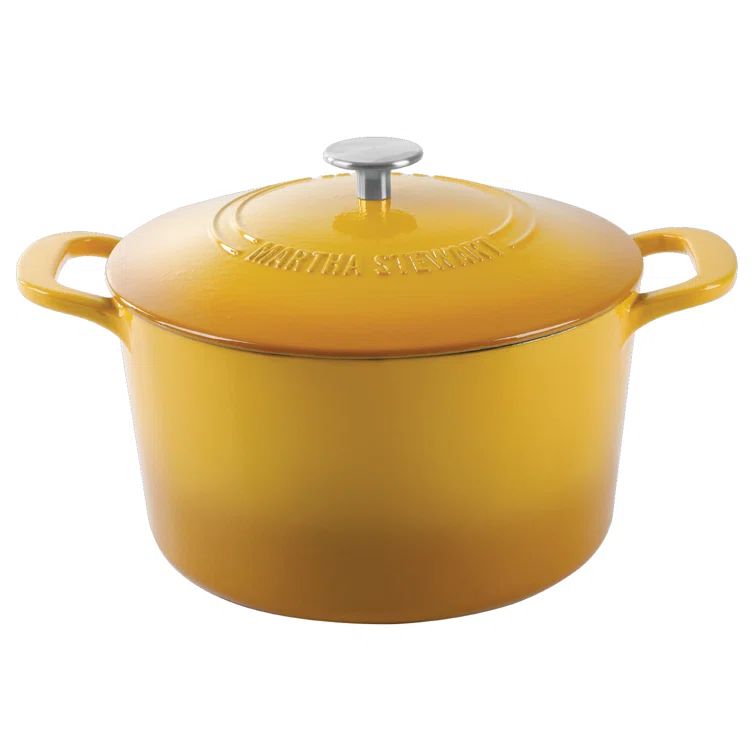 Yellow 7-Quart Enameled Cast Iron Dutch Oven with Lid