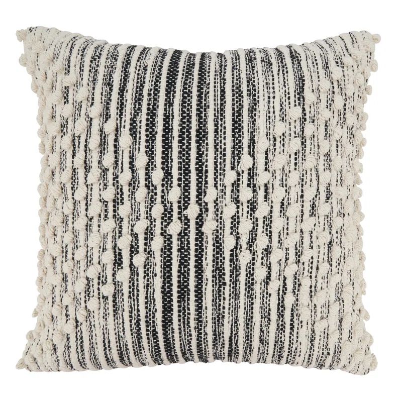 Artisan Woven Black and White Cotton Throw Pillow Cover