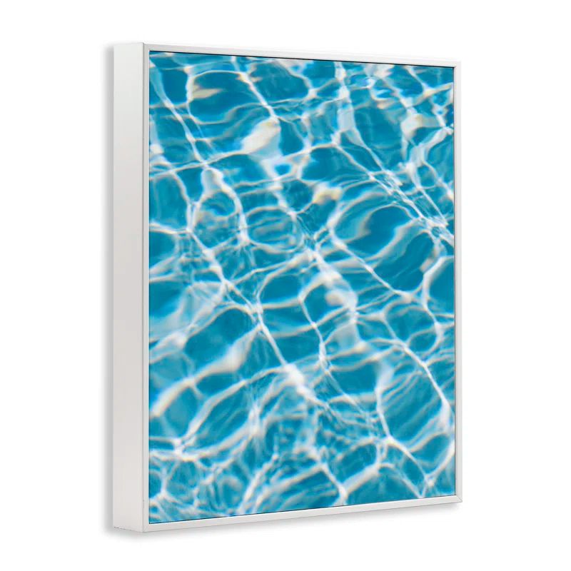 White Framed Abstract Ocean Water Ripples Canvas Print, 11 x 14