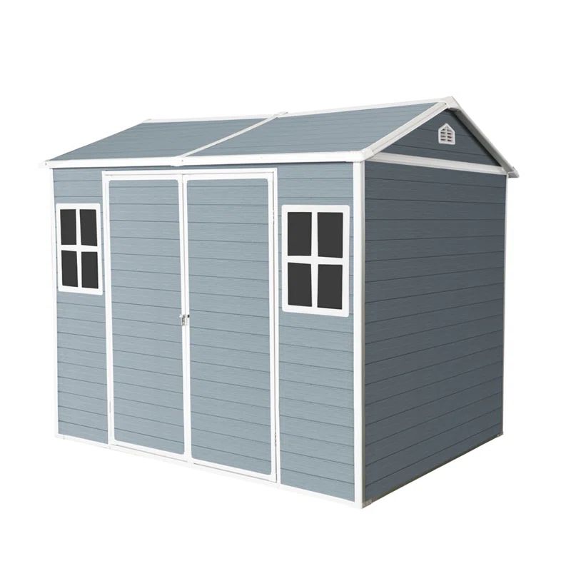 Gray Resin 6' x 8' Outdoor Storage Shed with Windows and Floor