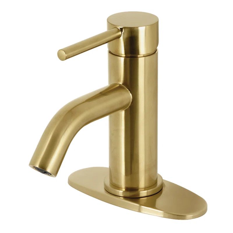 Brushed Brass Single-Handle Cylindrical Bathroom Faucet