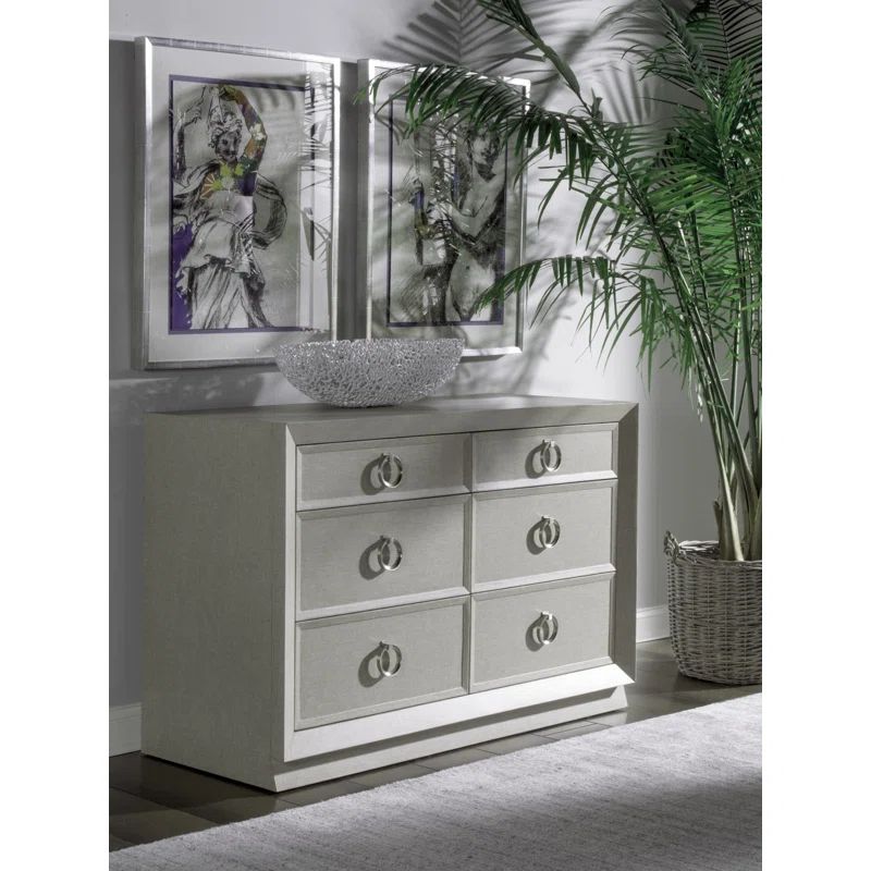 Zeitgeist Gray Linen Double Dresser with Soft Close Drawers