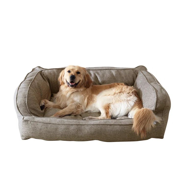Large Walnut Dark Tan Memory Foam Bolster Pet Bed
