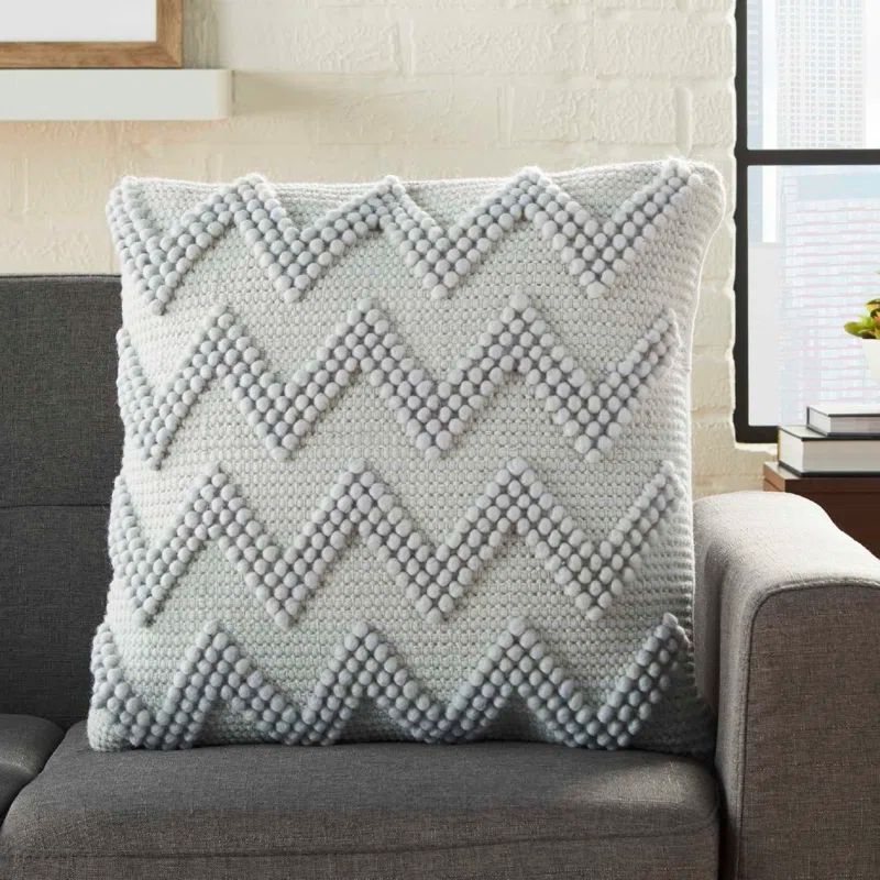 Sky Blue Chevron Handcrafted 20" Square Throw Pillow Set