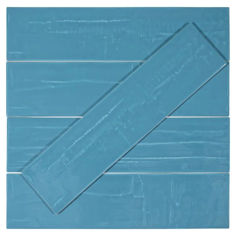 Perfecto Marvelli 4'' x 16'' Blue Glazed Ceramic Subway Tile