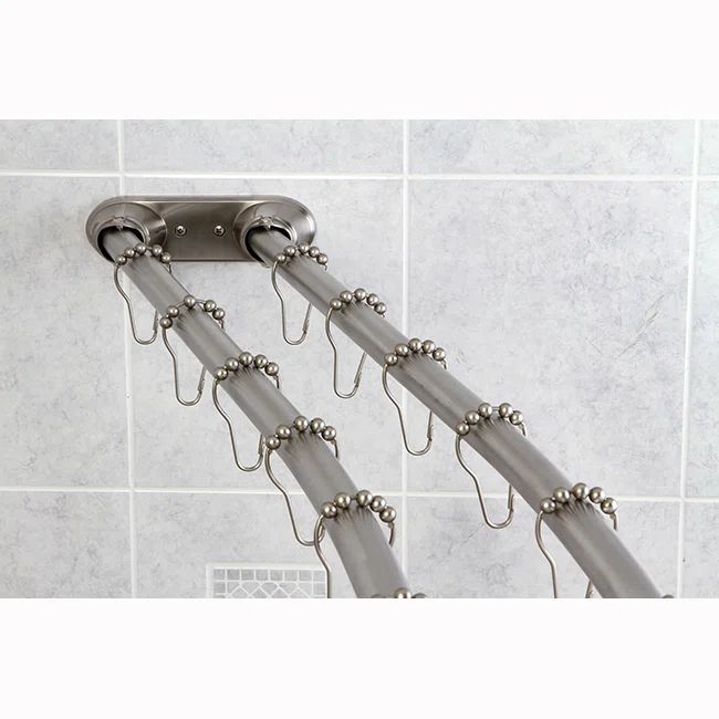 Adjustable Satin Nickel Double Curved Shower Curtain Rod