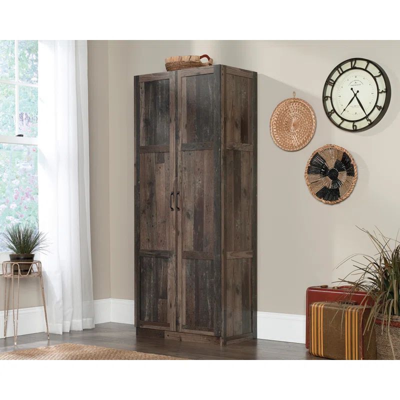 Tall Reclaimed Pine Freestanding Office Storage Cabinet with Adjustable Shelves