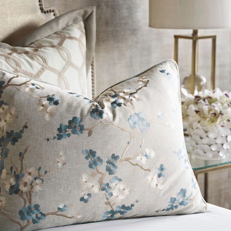 Elegant King Size Beige and Blue Cotton Duvet Cover Set