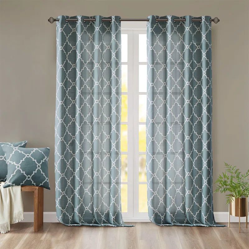 Seafoam White Light-Filtering Grommet Top Cotton Blend Curtains