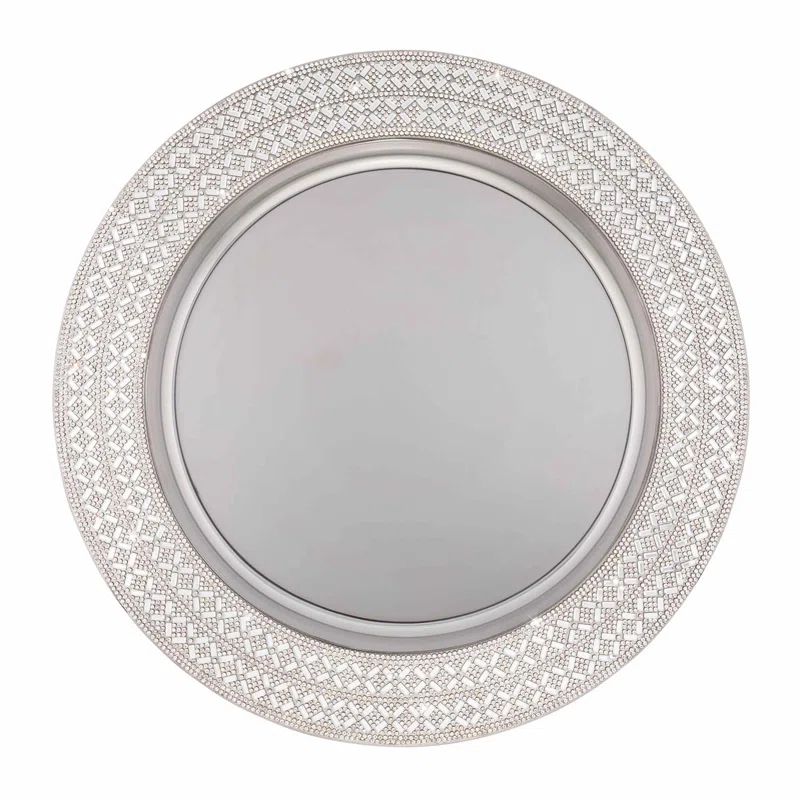 Silver Rhinestone X-Pattern 13" Stainless Steel Charger Plate