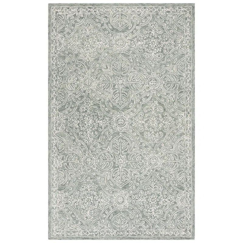 Sage and Ivory Hand-Tufted Wool Area Rug, 5' x 8'
