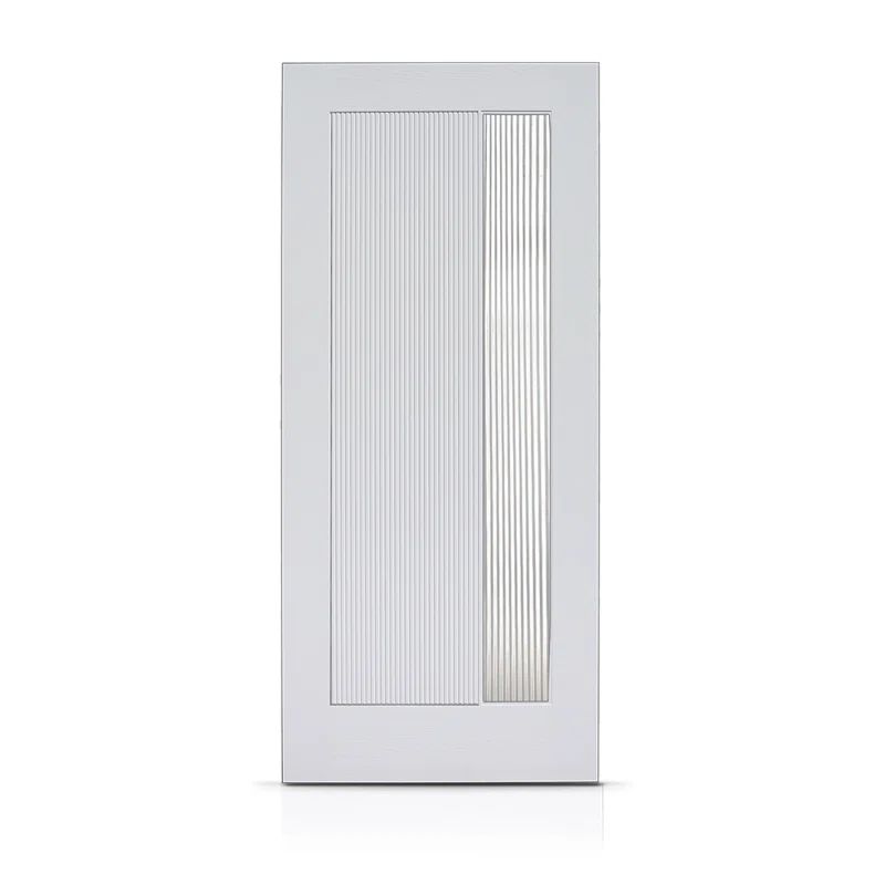 Gray Painted Fiberglass Front Door Slab with Frosted Glass
