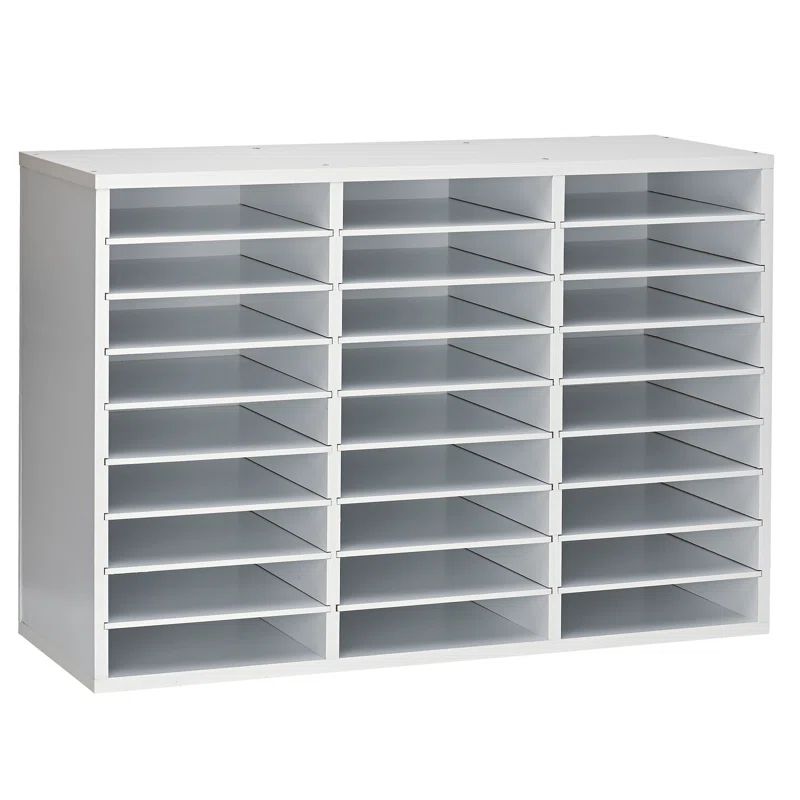 White MDF 27-Compartment Adjustable Literature Organizer