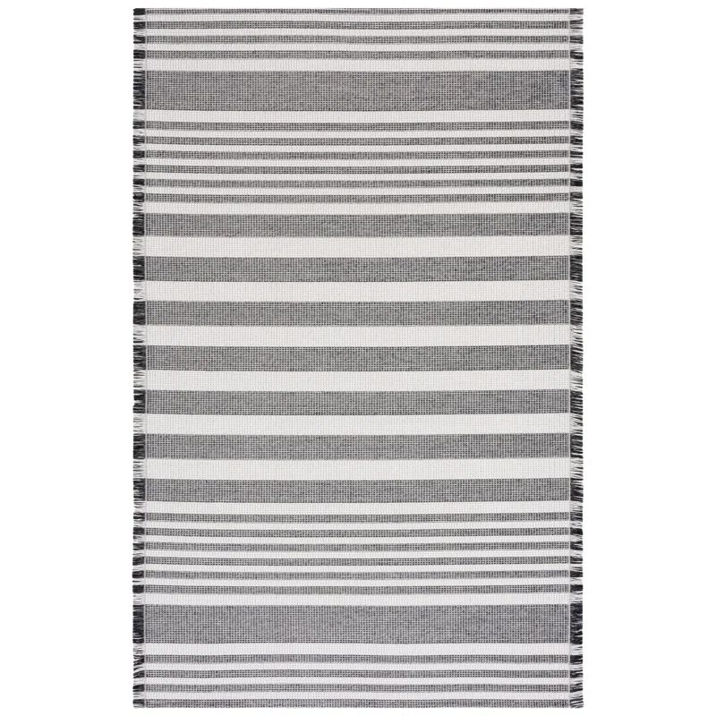 Augustine Black and Ivory Flat Woven Square Rug