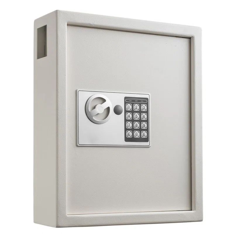White Heavy-Duty Steel Key Cabinet with Digital Lock and Key Tags