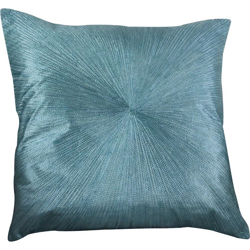 Teal Shimmering Starburst 20-Inch Cotton Throw Pillow