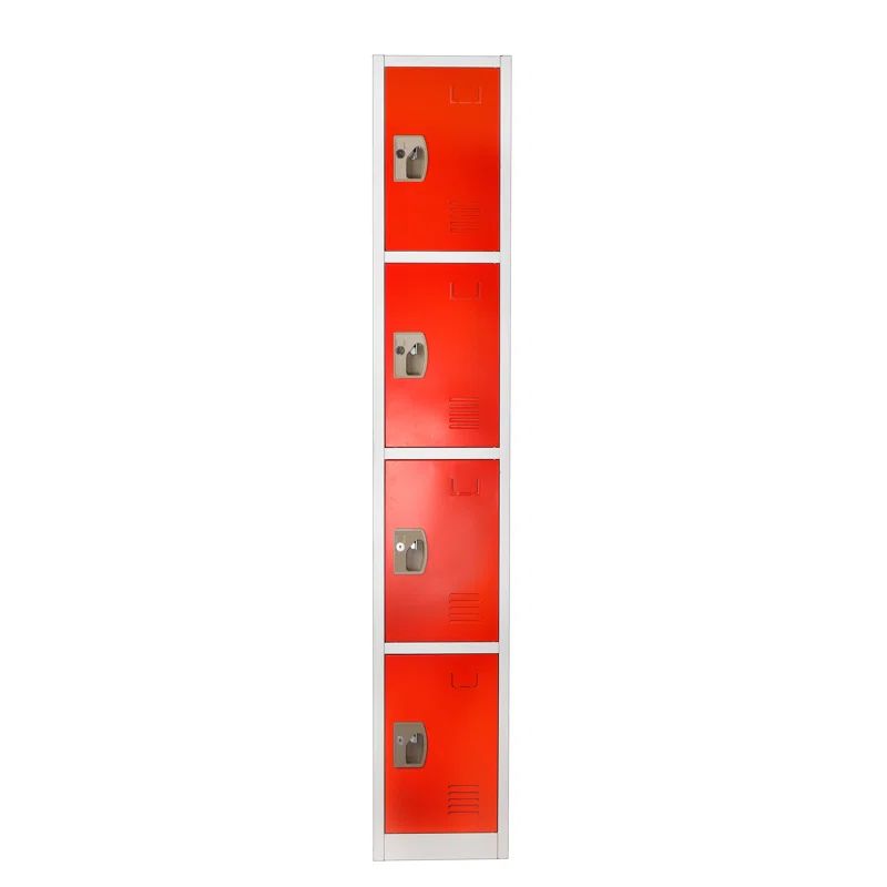 72" Red Steel 4-Door Freestanding Office Locker
