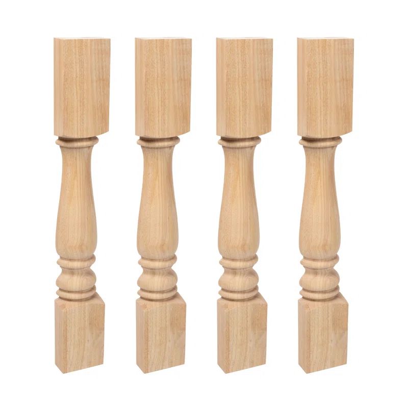 Unfinished Solid Hardwood Half Round Kitchen Island Legs Set