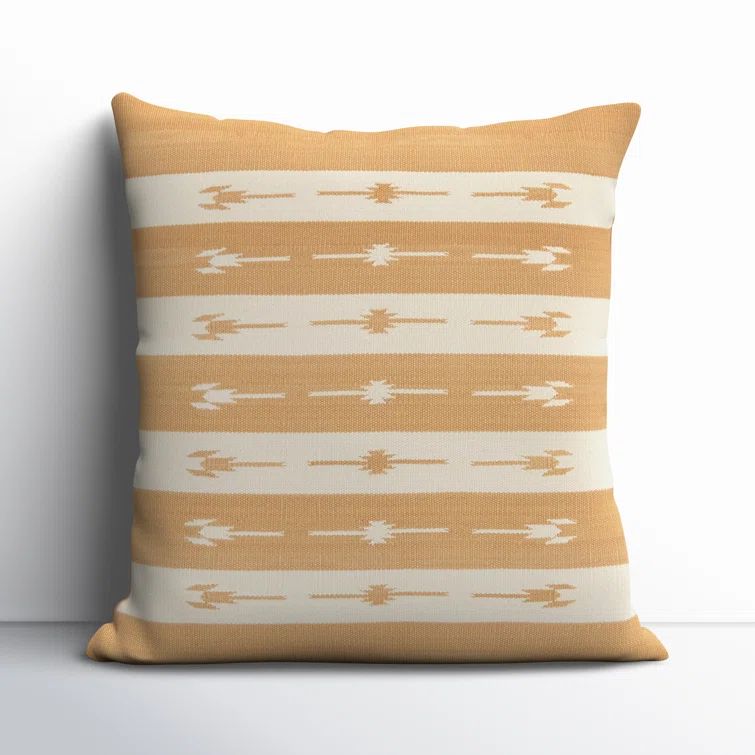 Vanda's Boho-Chic 22" Square Cotton Throw Pillow in Light Tan/Cream
