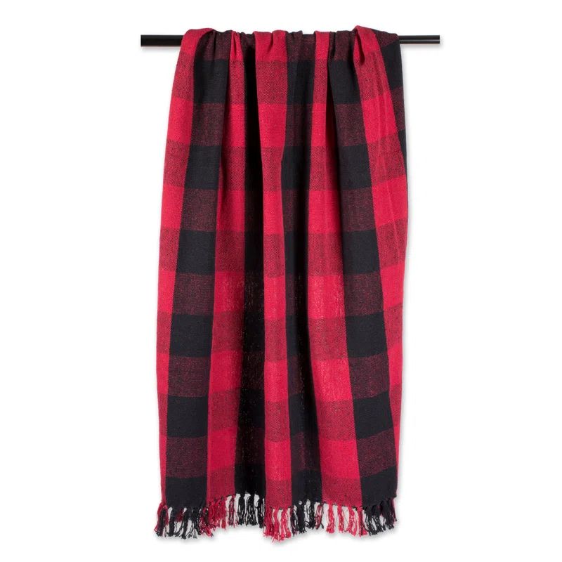 Tango Red and Black Buffalo Check Cotton Throw Blanket