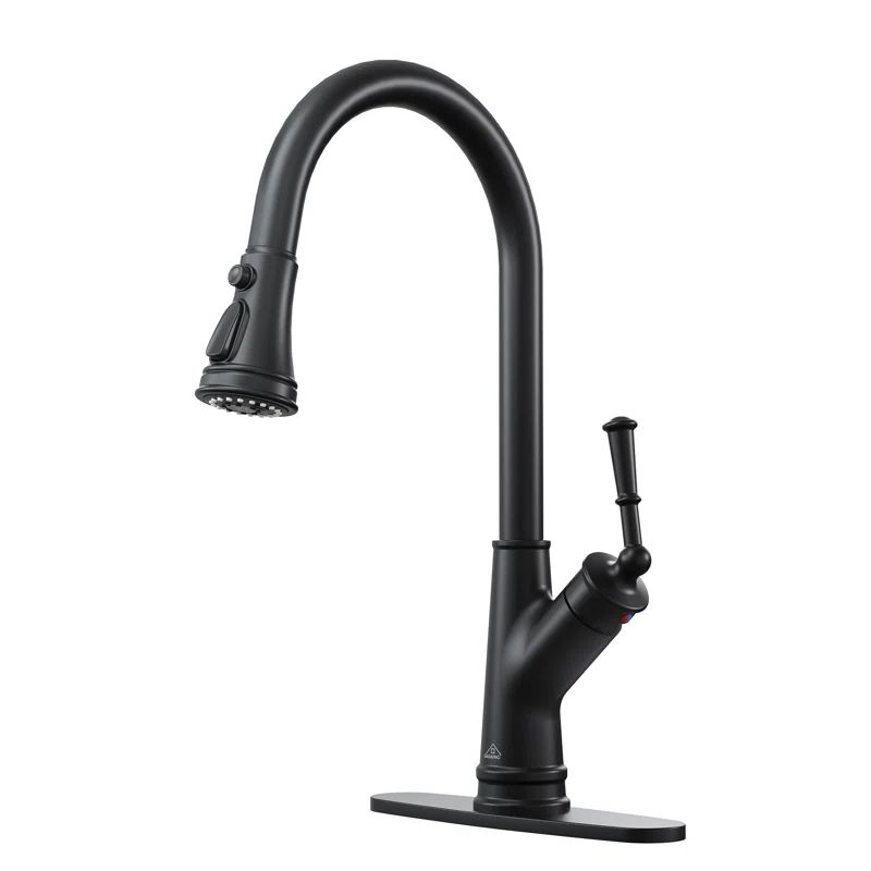 Matte Black Single Handle Pull Down Kitchen Faucet