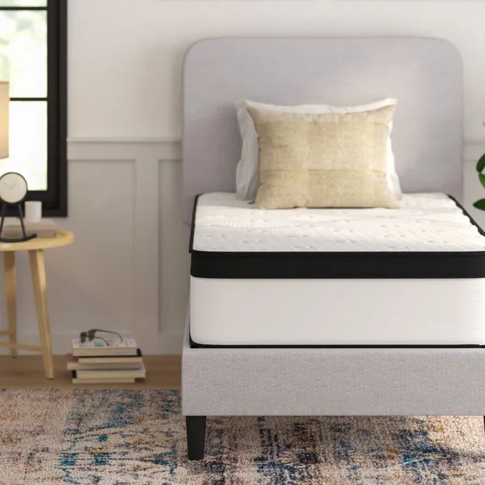 Twin 12" White and Black Innerspring Adjustable Mattress
