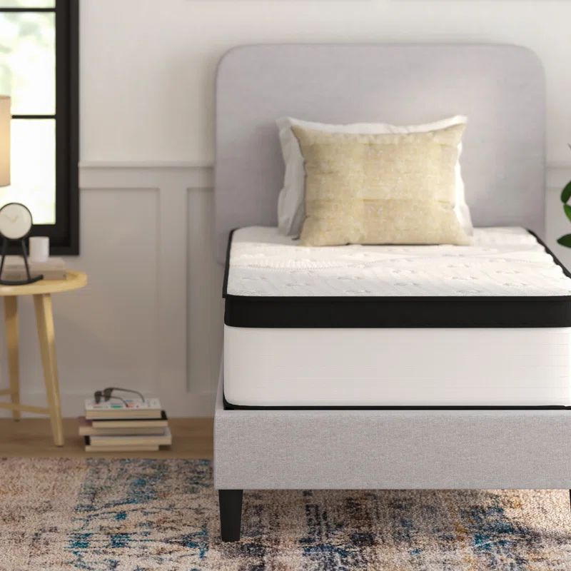 Twin 12" White and Black Innerspring Adjustable Mattress