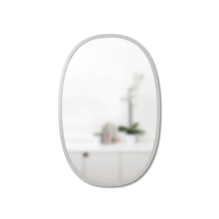 Modern Hub Oval Full-Length Wall Mirror with Grey Rubber Edge 38"x26"