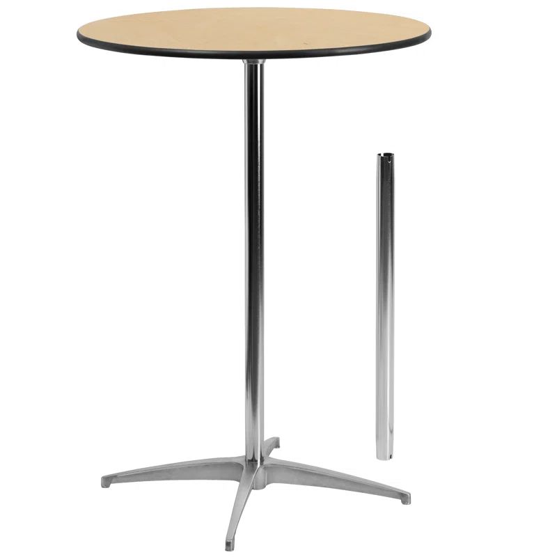 Aurelia 42" Oak and Chrome Round Outdoor Cocktail Table