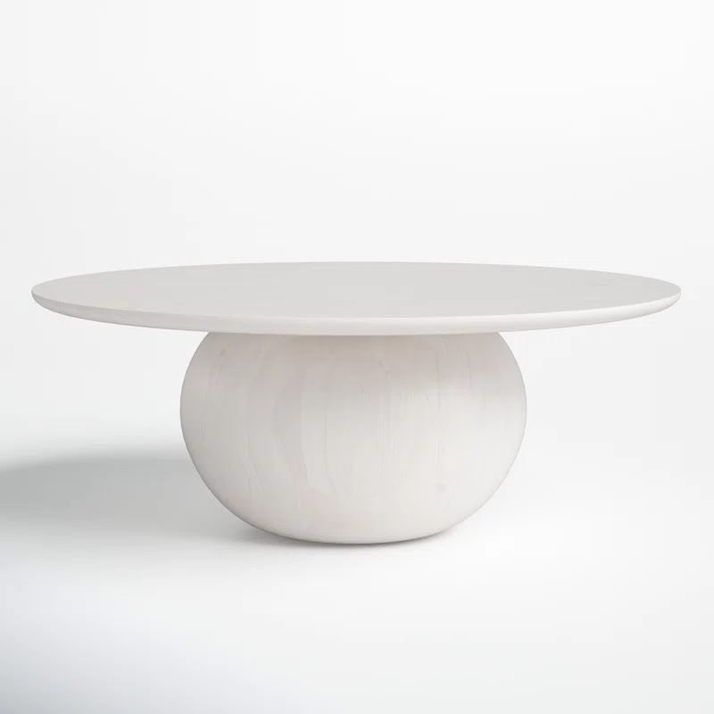 White Wash Round Solid Mango Wood Coffee Table