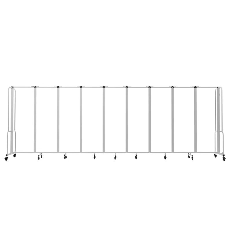 Gray Aluminum 5-Panel Folding Room Divider with Casters