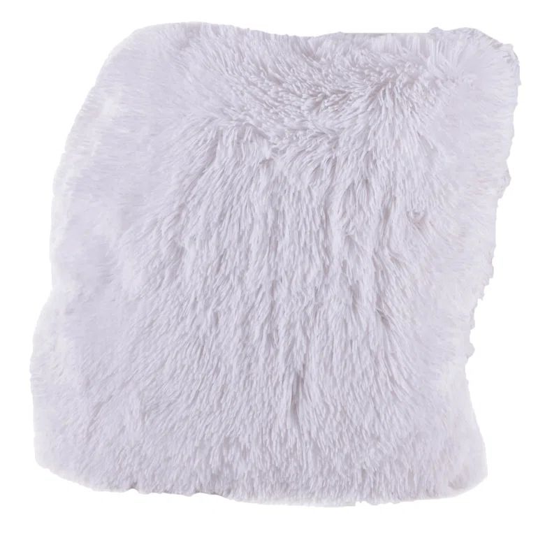 White Faux Fur Square Throw Pillows Set of 2