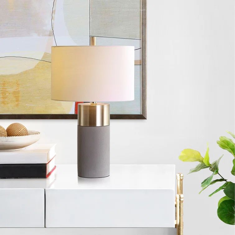 Oliver Gray and Gold Concrete Table Lamp Set of 2