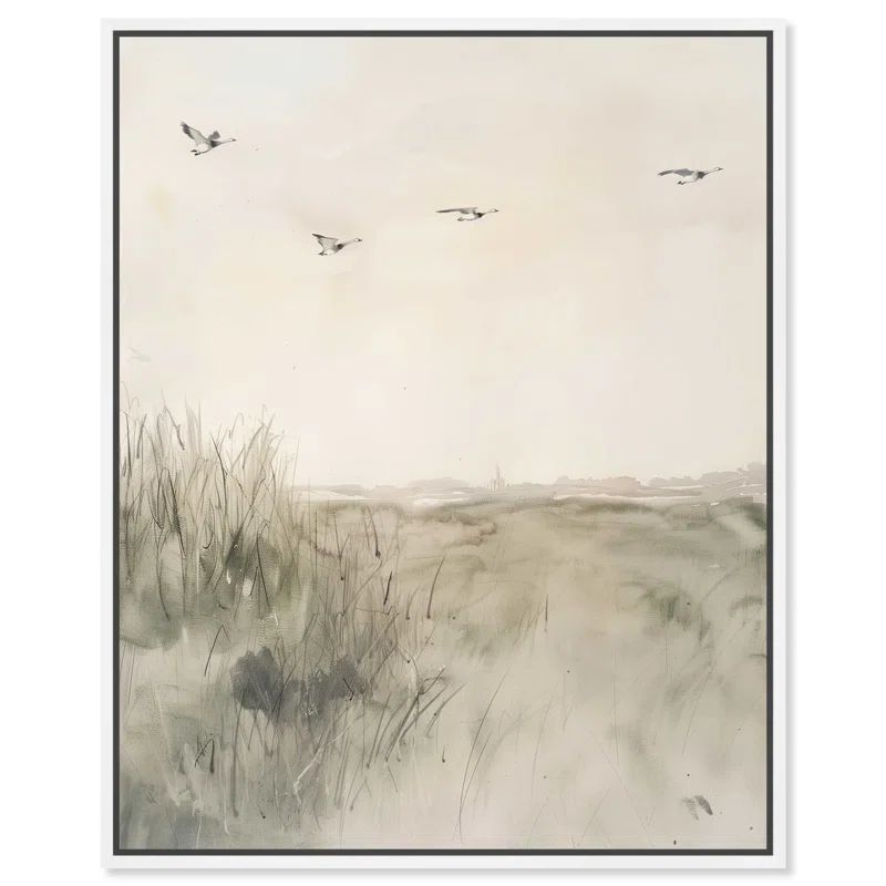 Gaviotas Minimalist Abstract Canvas Wall Art with White Frame