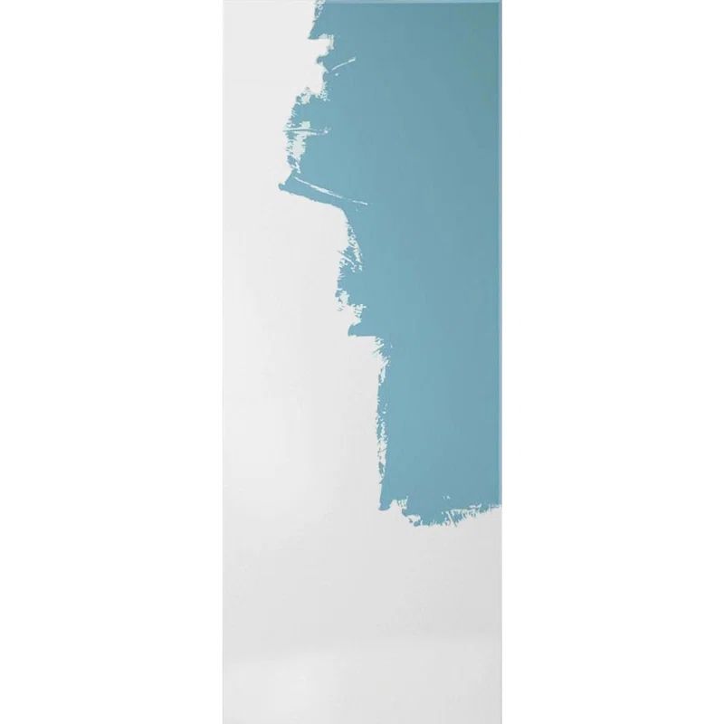 Modern White and Blue Solid Wood Paneled Slab Door
