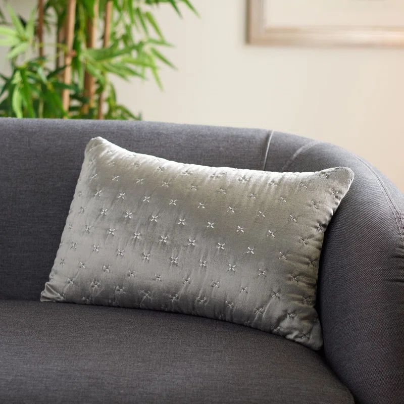 Deana Rectangular Dark Grey Embroidered Decorative Pillow